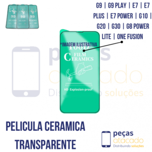 P-0162 PELICULA MOTOROLA MOTO G9 | G9 PLAY | E7 | E7 PLUS | E7 POWER | G10 | G20 | G30 | G8 POWER LITE | ONE FUSION CERAMICA TRANSPARENTE