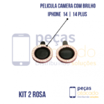 PELICULA DE CAMERA IPHONE 14 | 14 PLUS COM BRILHO ROSA  (KIT)