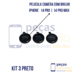 PELICULA DE CAMERA IPHONE 14 PRO | 14 PRO MAX PRETA (KIT)