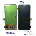 S-0991 FRONTAL SAMSUNG A35 (SM-A356) SEM ARO PRETO ORIGINAL NACIONAL OLED