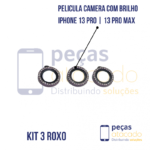 PELICULA DE CAMERA IPHONE 13 PRO | 13 PRO MAX COM BRILHO ROXA (KIT)