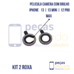 PELICULA DE CAMERA IPHONE 13 | 13 MINI | 12 PRO MAX COM BRILHO ROXA (KIT)