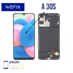 S-0485 FRONTAL SAMSUNG A30S (SM-A307) COM ARO PRETO NACIONAL WEFIX OLED