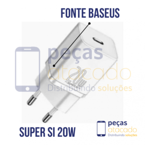 FONTE BASEUS USB-C 20W SUPER SI QUICK CHARGER BRANCO