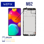 s-0907 FRONTAL SAMSUNG M62 (SM-M625) COM ARO PRETO OLED WEFIX 1:1