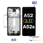 S-0956 FRONTAL SAMSUNG A52 PRETO COM ARO ORIGINAL CHINA OLED