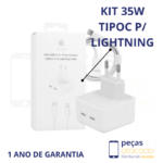 KIT CARREGADOR APPLE 1 LINHA DUAS ENTRADAS USB-C USB-C | LIGHTNING 35W (1 ANO DE GARANTIA)