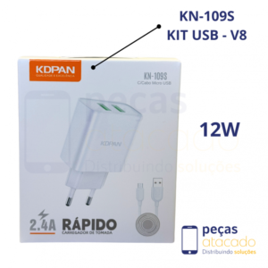 KIT CARREGADOR KDPAN (KAIDI) USB-TIPO C 12W (KN-109C)