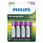 PILHAS RECARREGÁVEIS PHILIPS 1000MAH | R6B4RTU10/97 AAX4 – 4 UNIDADES