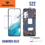 S-1037 FRONTAL SAMSUNG S22 (S908) COM ARO PRETO DIAMONDS SOFCT IC OLED