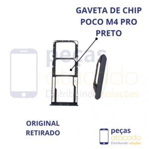 CH-0030 GAVETA DE CHIP XIAOMI POCO M4 PRO PRETO ORIGINAL RETIRADO