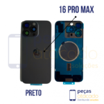 N-0088TAMPA TRASEIRA COM SUPORTE E IMÃ IPHONE 16 PRO MAX TITÂNIO PRETO