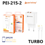 KIT CARREGADOR PEINING DUAS SAIDAS TIPO C 3.6A PEI-215-3