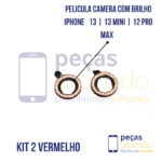 PELICULA DE CAMERA IPHONE 13 | 13 MINI | 12 PRO MAX COM BRILHO VERMELHA (KIT)