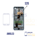 FRONTAL SAMSUNG S20 (SM-980) COM ARO PRETA ORIGINAL NACIONAL AMOLED